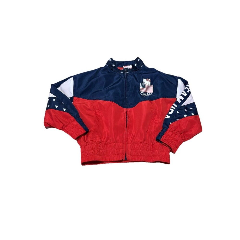 Hello Kitty Team USA Windbreaker Track Jacket Olympics Youth Kids Size XS 4/5
